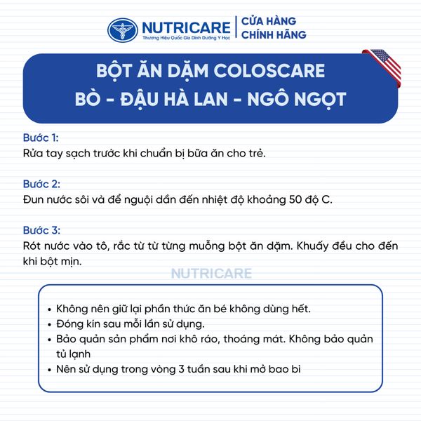 Bột Ăn Dặm NUTRICARE Coloscare Bổ Sung Sữa Non IgG 24H Tăng Cường Hệ Miễn Dịch Bé Ăn Ngon Tiêu Hoá Khoẻ 200G
