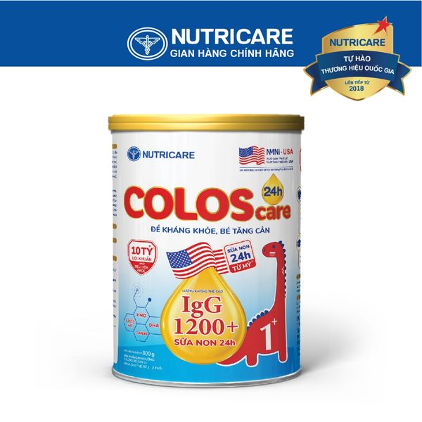 Sữa Bột COLOSCARE 24H 1+ Nutricare Bé Tăng Cân Cao Lớn Đề Kháng Khoẻ Tiêu Hoá Tốt Với Sữa Non 24h IgG 1200+ Từ 1-2 Tuổi