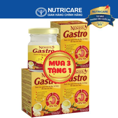 Nước Yến Sào NUNEST GASTRO 15% Tổ Yến Cho Người Viêm Loét Dạ Dày Tá Tràng Rối Loạn Tiêu Hoá, Tiêu Hoá Kém 70ML/HŨ