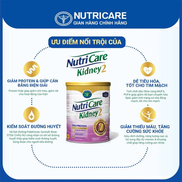 [Tặng 2 lọ yến] Sữa bột Nutricare Kidney 2 900g dinh dưỡng y học cho quá trình lọc thận