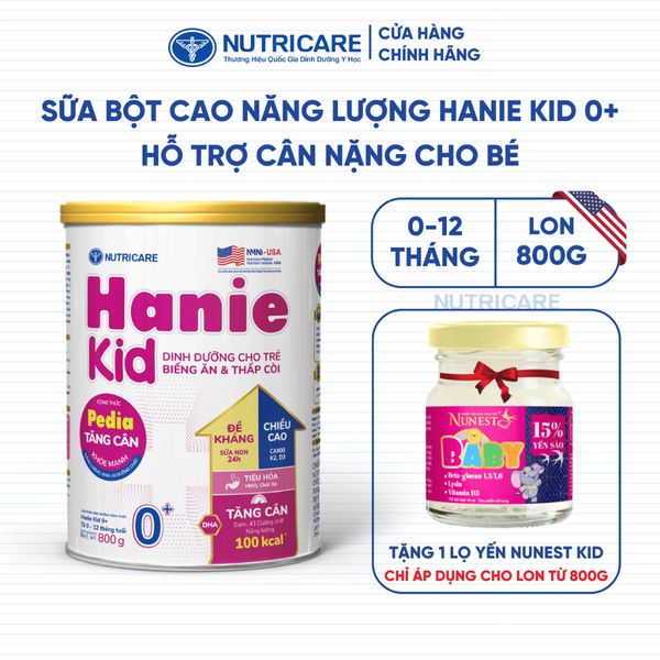 Sữa Bột HANIE KID Nutricare Bé Từ 0-10 Tuổi Sữa Non 24H Cao Năng Lượng Cho Bé Suy Dinh Dưỡng Biếng Ăn Thấp Còi