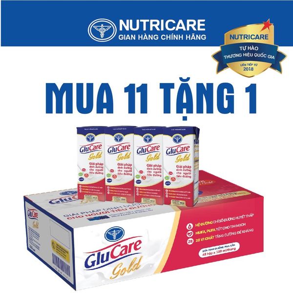 [Mua 11 lốc tặng 1] Sữa nước Nutricare Glucare Gold cho người tiểu đường (180ml)