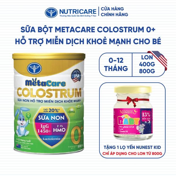 Sữa Bột METACARE COLOSTRUM 0+ Nutricare Tăng Cường Hệ Miễn Dịch Sức Đề Kháng Bé Từ 0-12 Tháng Tuổi Với Sữa Non IgG 1450+
