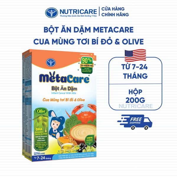 Bột Ăn Dặm Nutricare Metacare Cua Mùng Tơi Bí Đỏ & Olive 200g