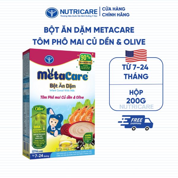 Bột Ăn Dặm Nutricare Metacare Tôm Phô Mai Củ Dền & Olive 200g