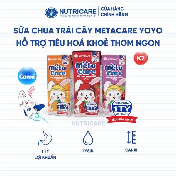 Thùng 48 Hộp Sữa METACARE YOYO Nutricare 110ML Sữa Chua Trái Cây Dinh Dưỡng Tiêu Hoá Khoẻ Bé Cao Lớn Tăng Cường Đề Kháng