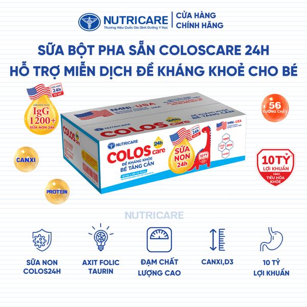 Thùng 48 Hộp Sữa Bột Pha Sẵn COLOSCARE 24h Nutricare Tăng Cân Cao Lớn Đề Kháng Khoẻ Tiêu Hoá Tốt Bé Trên 6 Tháng Tuổi