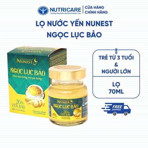 Hũ Nước Yến Sào NUNEST Ngọc Lục Bảo 26% Tổ Yến Hỗ Trợ Chức Năng Xương Khớp Tăng Cường Sức Khoẻ 70ml/hũ