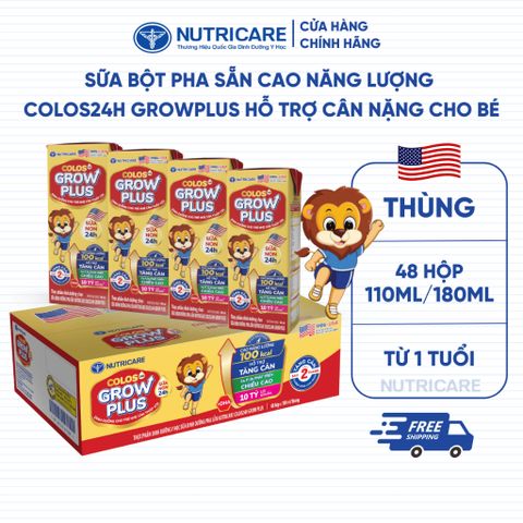Thùng 48 Hộp Sữa Bột Pha Sẵn GROW PLUS Colos 24h Nutricare Bé Tăng Cân Tăng Cường Đề Kháng Tiêu Hoá Tốt Bé Từ 1 Tuổi