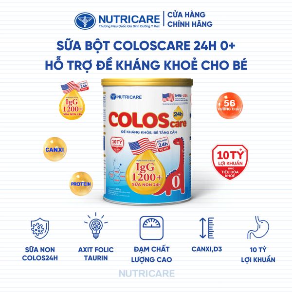Sữa Bột COLOSCARE 24H Nutricare Bé 0-10 Tuổi Hỗ Trợ Tăng Cân Cao Lớn Tiêu Hoá Tốt Với Sữa Non IgG và Lợi Khuẩn