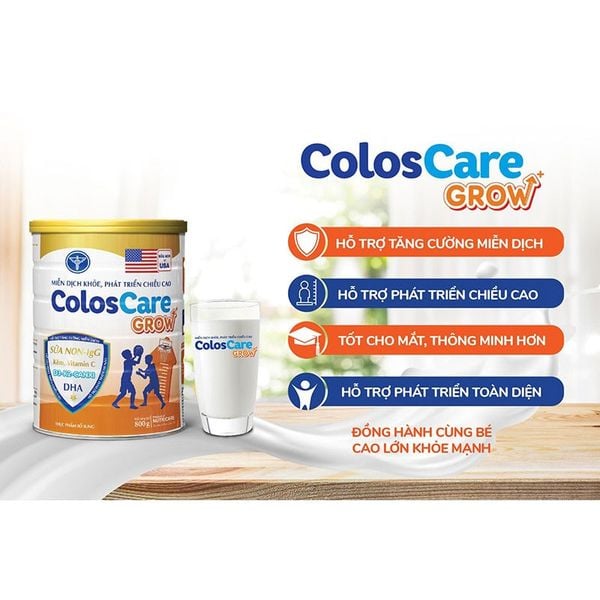 Sữa Bột COLOSCARE GROW+ Nutricare Bé Từ 1-10 Tuổi Sữa Non IgG Phát Triển Chiều Cao Tăng Cường Miễn Dịch 800G
