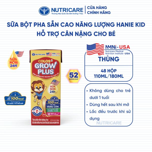 Thùng 48 Hộp Sữa Bột Pha Sẵn GROW PLUS Colos 24h Nutricare Bé Tăng Cân Tăng Cường Đề Kháng Tiêu Hoá Tốt Bé Từ 1 Tuổi