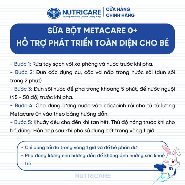 Sữa Bột METACARE 0+ Nutricare Giúp Bé Tăng Cân Phát Triển Chiều Cao Tăng Cường Sức Đề Kháng Bé 0-12 Tháng Tuổi 800G/Lon