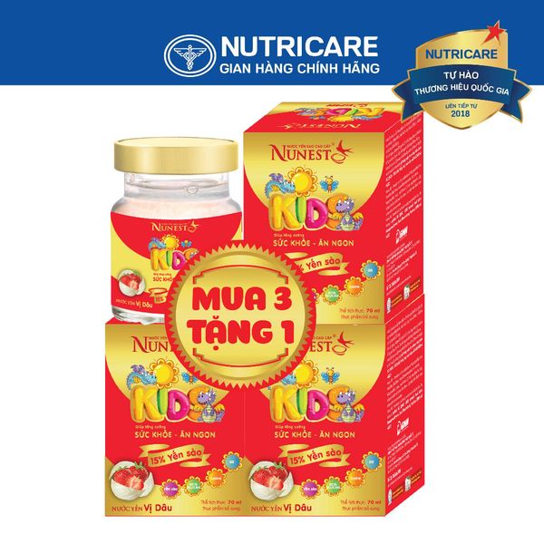Nước Yến Sào Trẻ Em NUNEST KIDS 15% Tổ Yến Giúp Trẻ Ăn Ngon Miệng Tăng Sức Đề Kháng và Sức Khỏe 70ML/HŨ