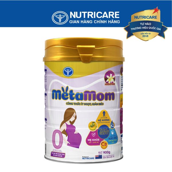 Sữa Bột Nutricare METAMOM Ít Ngọt Giảm Béo Tăng Cường Sức Đề Kháng Cho Phụ Nữ Mang Thai Và Cho Con Bú Hương Vani 900G