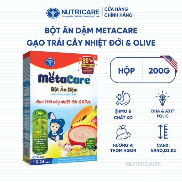 Bột Ăn Dặm Nutricare Metacare Gạo Trái Cây Nhiệt Đới & Olive 200g
