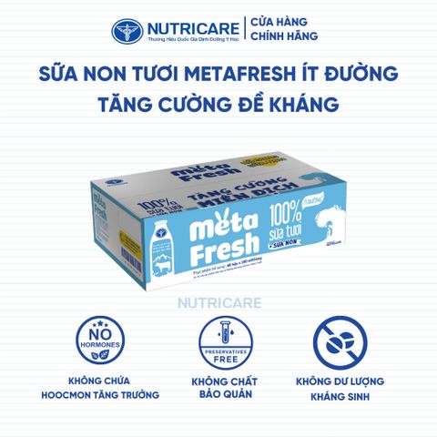 Thùng 48 Hộp Sữa Tươi META FRESH Ít Đường Nutricare Sữa Tươi Tiệt Trùng Bổ Sung Sữa Non Không Sử Dụng Chất Bảo Quản