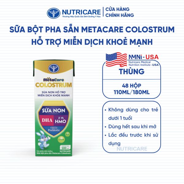 Thùng 48 Hộp Sữa Bột Pha Sẵn METACARE COLOSTRUM Nutricare Tăng Cường Đề Kháng Hệ Miễn Dịch Bé Từ 1 Tuổi Với Sữa Non IgG