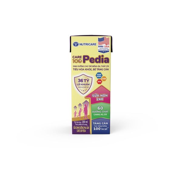 [BAO BÌ CẢI TIẾN] Thùng 48 Hộp Sữa Bột Pha Sẵn CARE 100 PEDIA Nutricare Cho Bé Từ 1 Tuổi Hỗ Trợ Phát Triển Cân Nặng