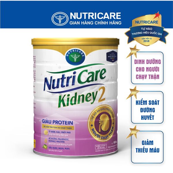 [Tặng 2 lọ yến] Sữa bột Nutricare Kidney 2 900g dinh dưỡng y học cho quá trình lọc thận