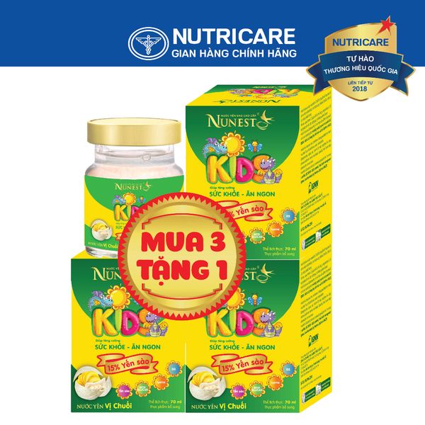 Lốc 6 Hũ Nước Yến Sào Trẻ Em NUNEST KIDS 15% Tổ Yến Giúp Trẻ Ăn Ngon Miệng Tăng Sức Đề Kháng và Sức Khỏe 70ML/HŨ