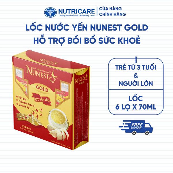 Nước Yến Sào NUNEST GOLD Cao Cấp 15% Tổ Yến Giúp Bồi Bổ Sức Khỏe Tăng Cường Miễn Dịch Đẩy Lùi Lão Hóa 70ML/Hũ