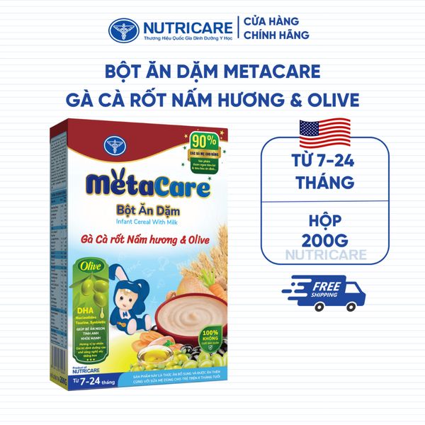 Bột Ăn Dặm Nutricare Metacare Gà Cà Rốt Nấm Hương & Olive 200g