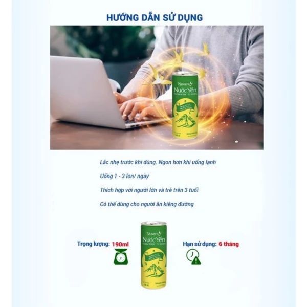 Nước Yến Lon NUNEST Đường Ăn Kiêng Bồi Bổ Sức Khoẻ Tốt Cho Tiêu Hoá Dành Cho Người Kiêng Đường 190ml