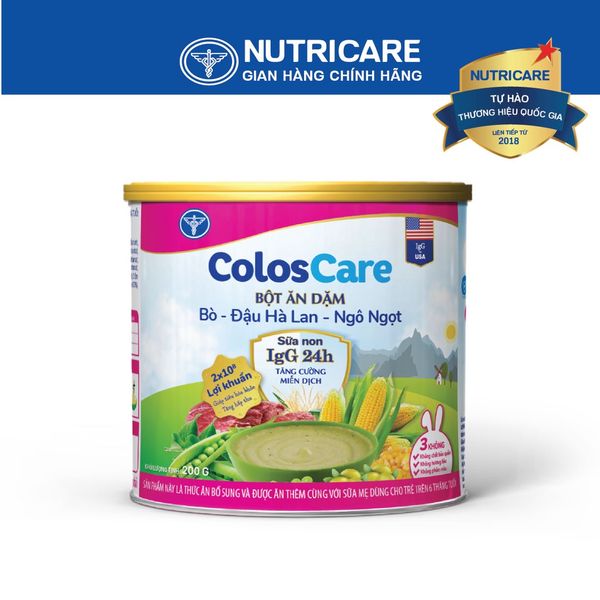 Bột Ăn Dặm NUTRICARE Coloscare Bổ Sung Sữa Non IgG 24H Tăng Cường Hệ Miễn Dịch Bé Ăn Ngon Tiêu Hoá Khoẻ 200G