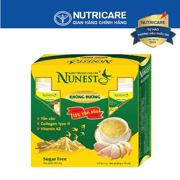 Lọ Nước Yến Sào NUNEST KHÔNG ĐƯỜNG 15% Tổ Yến Ổn Định Đường Huyết Cho Người Tiểu Đường Ăn Kiêng Suy Nhược 70ML/HŨ