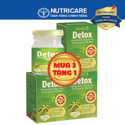 Nước Yến Sào NUNEST DETOX 15% Tổ Yến Thanh Lọc Cơ Thể Chống Lão Hóa Làm Đẹp Da Giúp Da Khoẻ Mạnh 70ML/HŨ