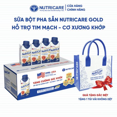 Thùng 18 Hộp Sữa Bột Pha Sẵn NUTRICARE GOLD 200ML Giúp Ngủ Ngon Hỗ Trợ Tim Mạch Cơ Xương Khớp Dễ Hấp Thụ Tiêu Hoá Tốt