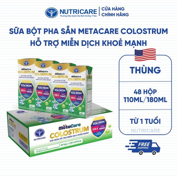 Thùng 48 Hộp Sữa Bột Pha Sẵn METACARE COLOSTRUM Nutricare Tăng Cường Đề Kháng Hệ Miễn Dịch Bé Từ 1 Tuổi Với Sữa Non IgG