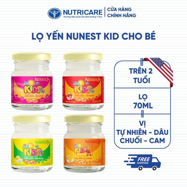 Lốc 6 Hũ Nước Yến Sào Trẻ Em NUNEST KIDS 15% Tổ Yến Giúp Trẻ Ăn Ngon Miệng Tăng Sức Đề Kháng và Sức Khỏe 70ML/HŨ