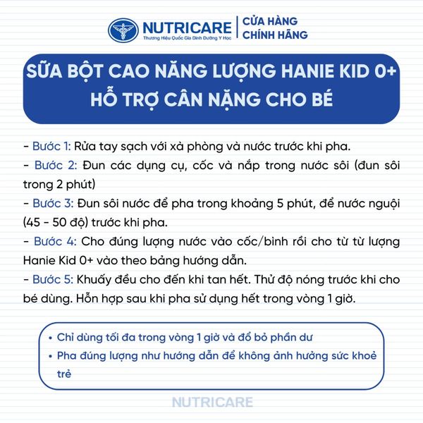 Sữa Bột HANIE KID Nutricare Bé Từ 0-10 Tuổi Sữa Non 24H Cao Năng Lượng Cho Bé Suy Dinh Dưỡng Biếng Ăn Thấp Còi