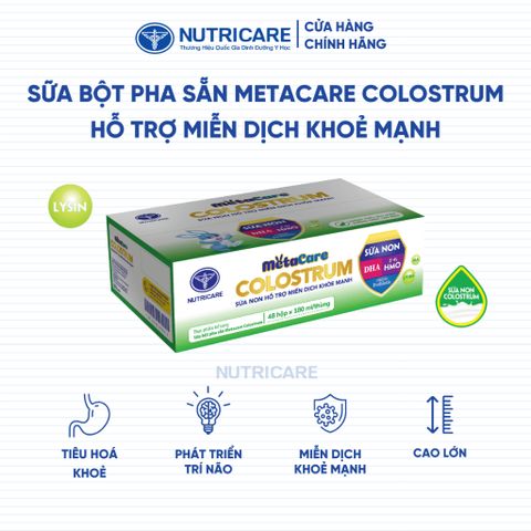 Thùng 48 Hộp Sữa Bột Pha Sẵn METACARE COLOSTRUM Nutricare Tăng Cường Đề Kháng Hệ Miễn Dịch Bé Từ 1 Tuổi Với Sữa Non IgG