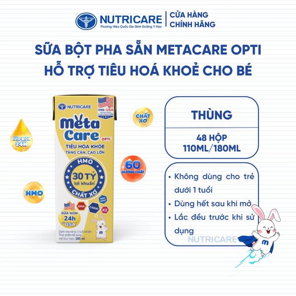 Thùng 48 Hộp Sữa Bột Pha Sẵn METACARE OPTI Nutricare Sữa Non 24h Bé Tiêu Hoá Khoẻ Tăng Cân Cao Lớn Tăng Cường Đề Kháng