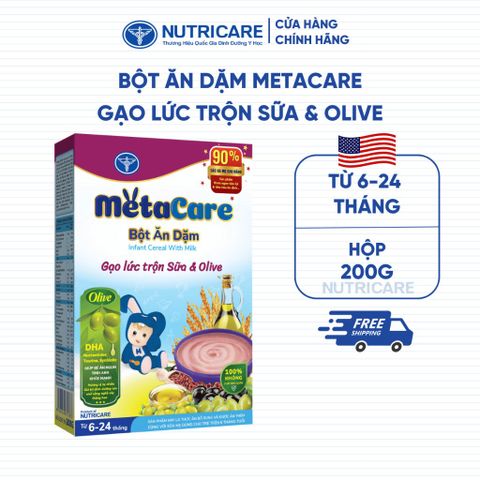 Bột Ăn Dặm Nutricare Metacare 200G Hương Vị Gạo Lức Trộn Sữa & Olive Bổ Sung Dinh Dưỡng Hỗ Trợ Bé Phát Triển Toàn Diện