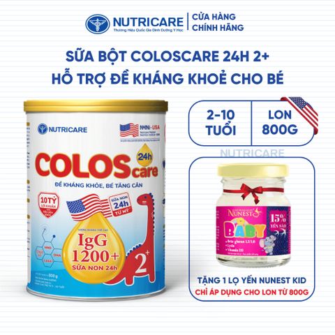 Sữa Bột COLOSCARE 24H 2+ Nutricare Bé Tăng Cân Cao Lớn Đề Kháng Khoẻ Tiêu Hoá Tốt Với Sữa Non 24h IgG 1200+ Từ 2-10 Tuổi
