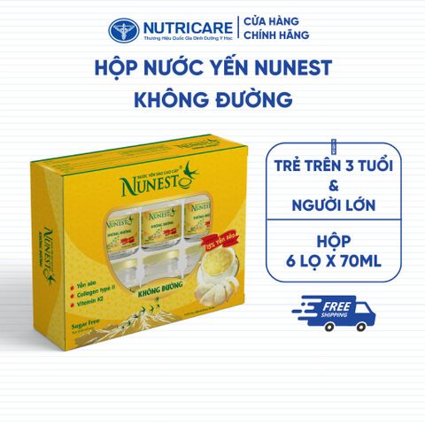 Nước Yến Sào NUNEST KHÔNG ĐƯỜNG 15% Tổ Yến Ổn Định Đường Huyết Cho Người Tiểu Đường Ăn Kiêng Suy Nhược 70ML/HŨ