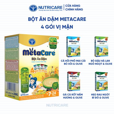 Bột Ăn Dặm NUTRICARE Metacare Hương Vị Thơm Ngon Kích Thích Vị Giác Bé Ăn Ngon Ngủ Sâu Tiêu Hoá Ổn Định 200G/Hộp