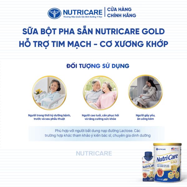 Sữa Bột Nutricare GOLD Giúp Ngủ Ngon Tiêu Hoá Khoẻ Tăng Cường Chức Năng Cơ Xương Khớp Dễ Hấp Thụ và Tiêu Hoá 850G/Lon