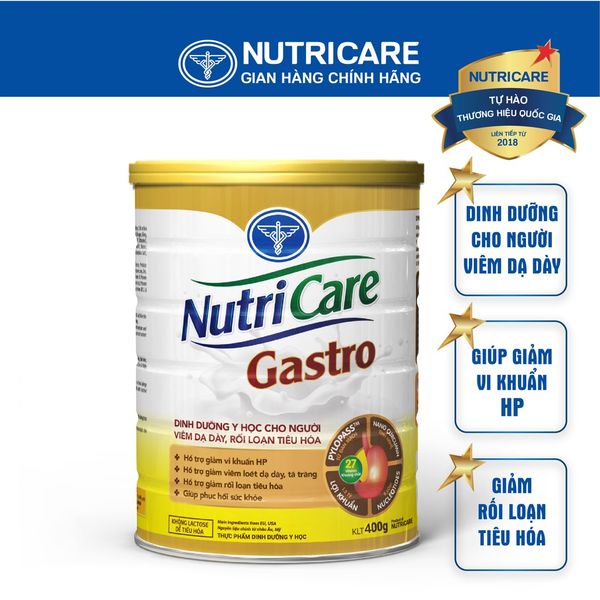 Sữa Bột Nutricare GASTRO Dinh Dưỡng Cho Người Viêm Loét Dạ Dày Rối Loạn Tiêu Hoá Giảm Vi Khuẩn HP Bảo Vệ Hệ Tiêu Hoá