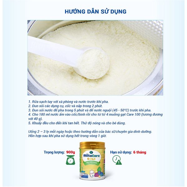 [Tặng 2 lọ yến] Sữa bột Nutricare MetaCare Gold 1+ tiêu hóa khỏe tăng hấp thu 900g
