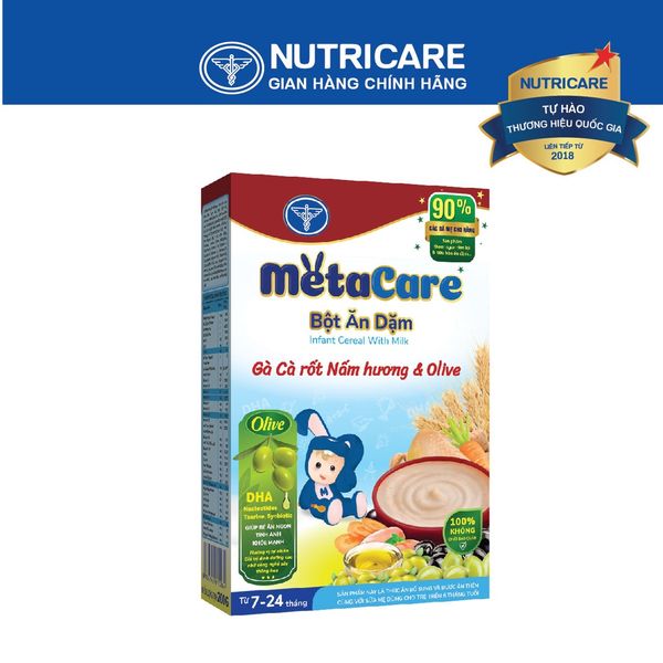 Bột Ăn Dặm Nutricare Metacare Gà Cà Rốt Nấm Hương & Olive 200g