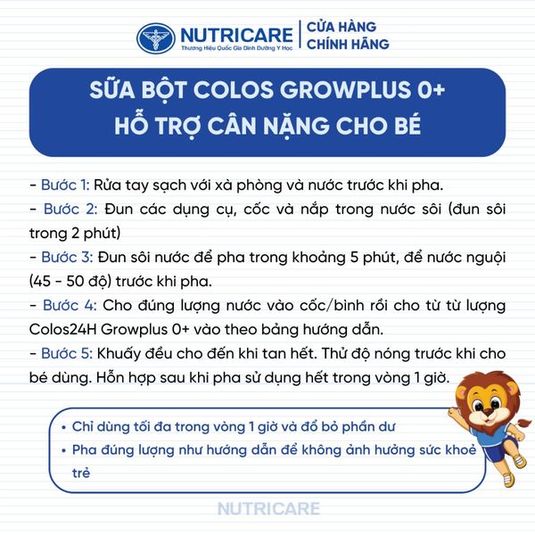 Sữa Bột GROW PLUS Colos 24h Nutricare Từ 0-10 Tuổi Giúp Bé Tăng Cân Phát Triển Chiều Cao Tăng Cường Đề Kháng và Tiêu Hoá