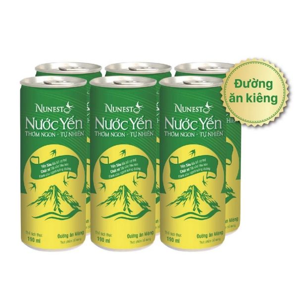 Nước Yến Lon NUNEST Đường Ăn Kiêng Bồi Bổ Sức Khoẻ Tốt Cho Tiêu Hoá Dành Cho Người Kiêng Đường 190ml