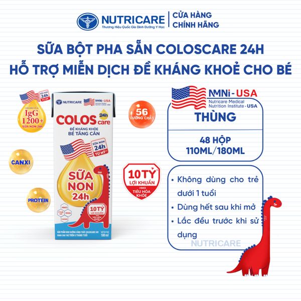 Thùng 48 Hộp Sữa Bột Pha Sẵn COLOSCARE 24h Nutricare Tăng Cân Cao Lớn Đề Kháng Khoẻ Tiêu Hoá Tốt Bé Trên 6 Tháng Tuổi