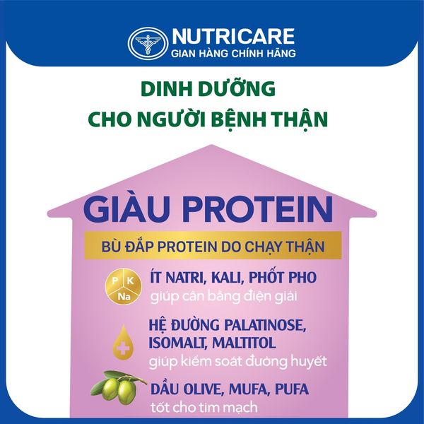 [Tặng 2 lọ yến] Sữa bột Nutricare Kidney 2 900g dinh dưỡng y học cho quá trình lọc thận