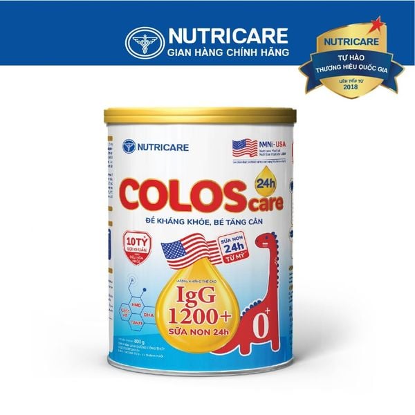Sữa Bột COLOSCARE 24H 0+ Nutricare Tăng Cân Cao Lớn Đề Kháng Khoẻ Tiêu Hoá Tốt Với Sữa Non 24h IgG 1200+ Từ 0-12 Tháng